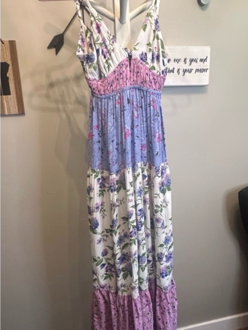 Angie Lavender and Pink Floral Maxi Dress